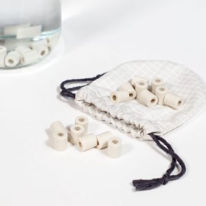 Perles de céramique blanc x15