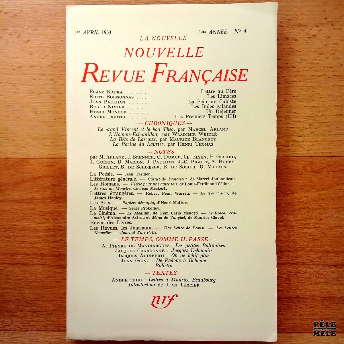 "La nouvelle Nouvelle Revue Française" - N°4 / 1er avril 1953