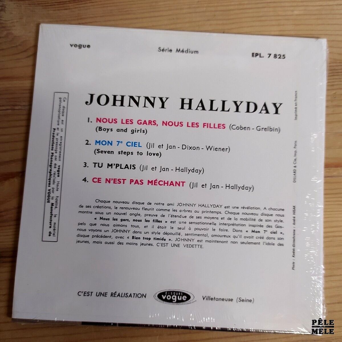 Johnny Hallyday “Nous les Gars Nous les Filles / Mon Septième Ciel / Tu m'plais / Ce n'est pas Méchant" (VOGUE) CD MINI REPLICA – Image 2