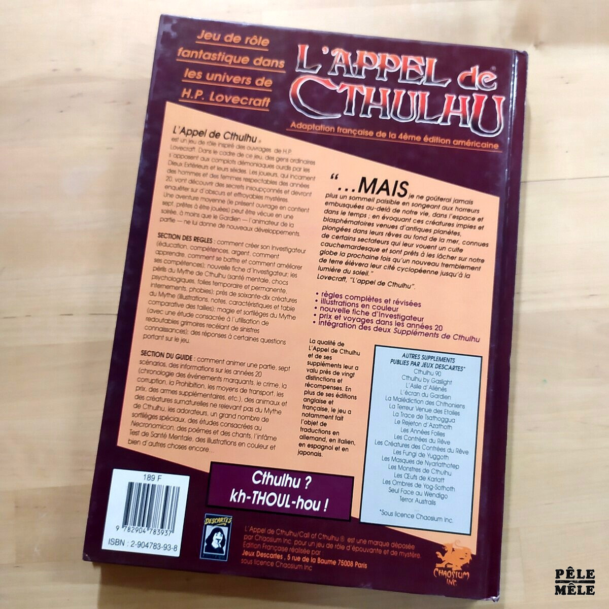JEU DE RÔLE / RPG : Sandy Petersen "L'Appel de Cthulhu" (DESCARTES, 1990) – Image 2
