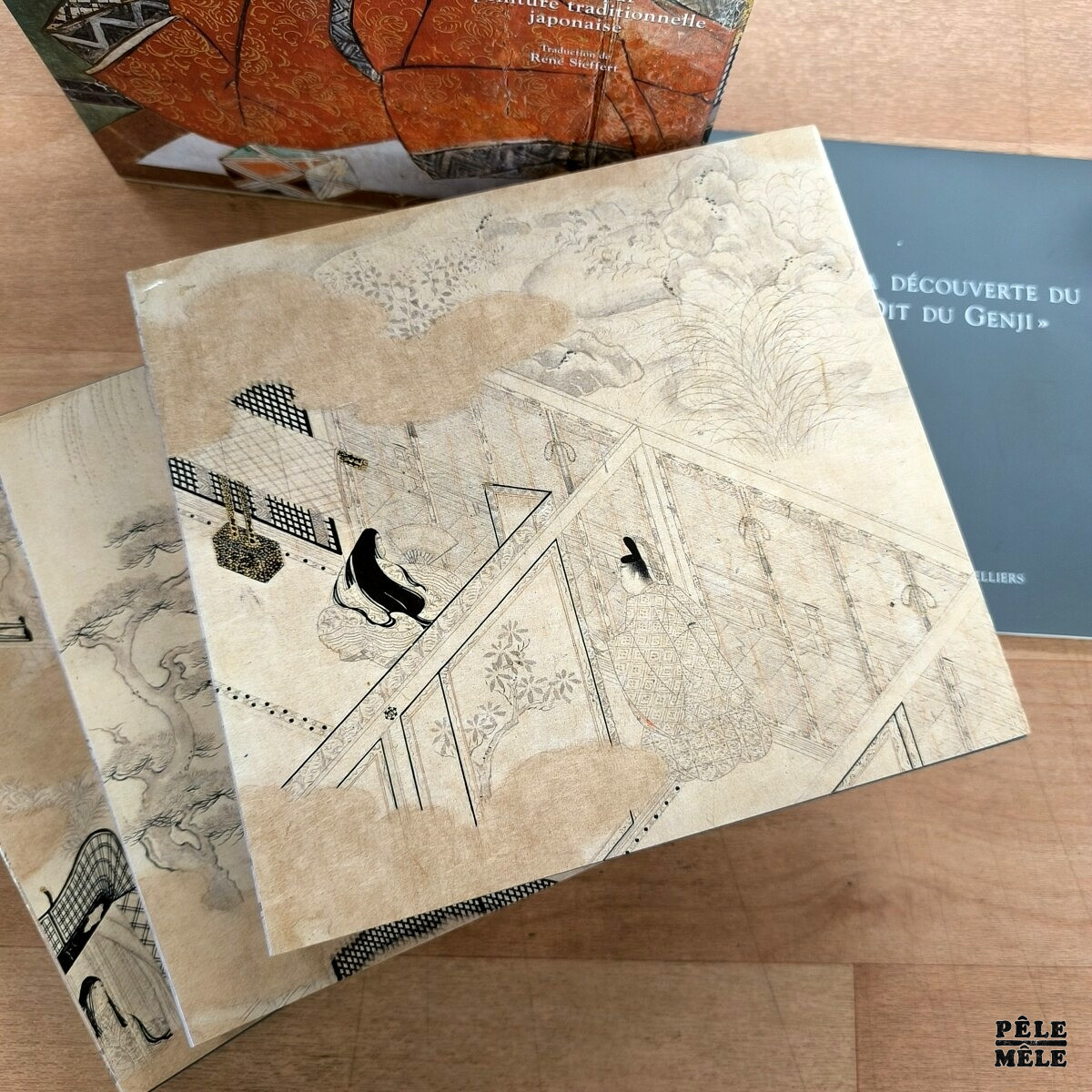 Murasaki Shikibu "Le Dit du Genji, Illustré par la peinture traditionnelle japonaise du XIIe au XVIIe siècle" (DIANE DE SELLIERS) / 3 livres + 1 fascicule" – Image 3